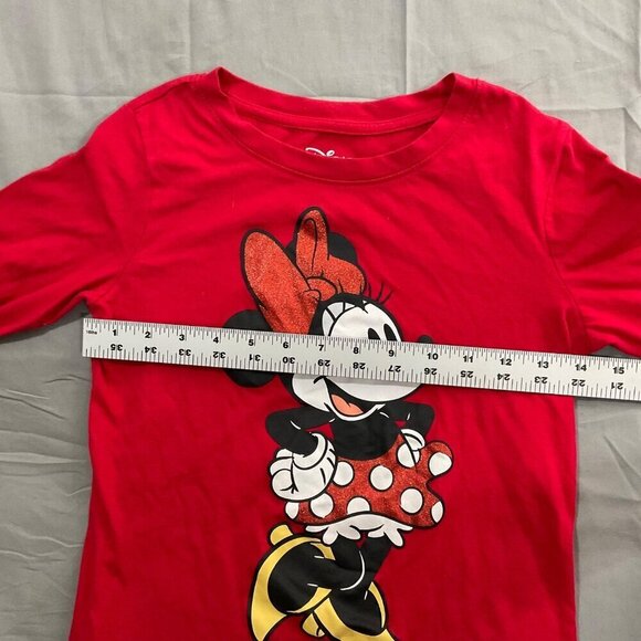 Disney Shirt Girls L 10/12 Minnie Mouse Graphic Cartoon Red Long Sleeve Tee NWOT - Picture 4 of 6